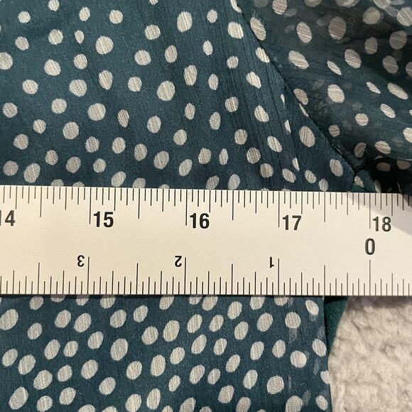 Boden Blouse Womens US 8 Green White Polka Dot Long Sleeve V Neck Top Sheer - Picture 7 of 8